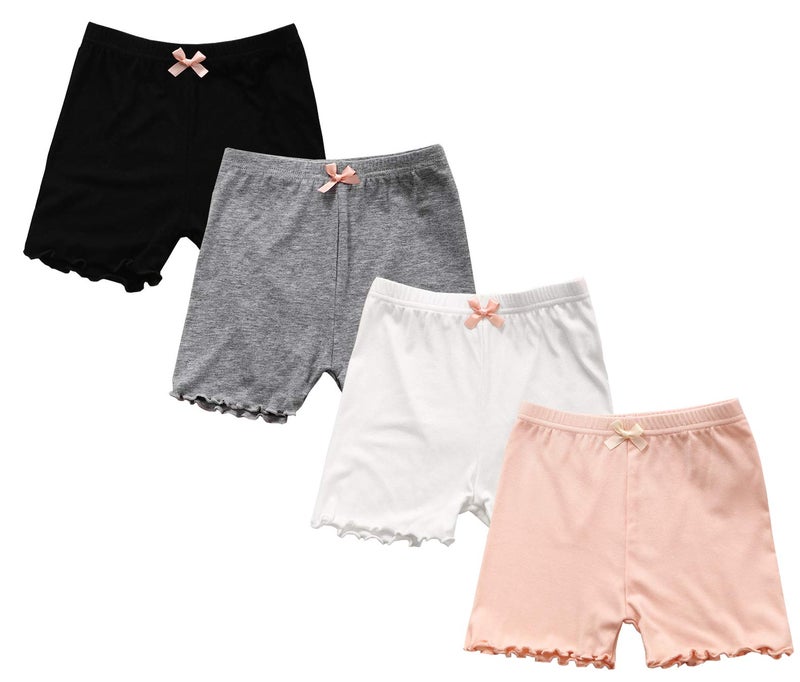 CHUNG Toddler Little Big Girls Dance Bike Play Shorts Under Dress Skirt School Uniform Underpants 4 Pack, 4Color,5-7Y,140 Multicolor - Image 1